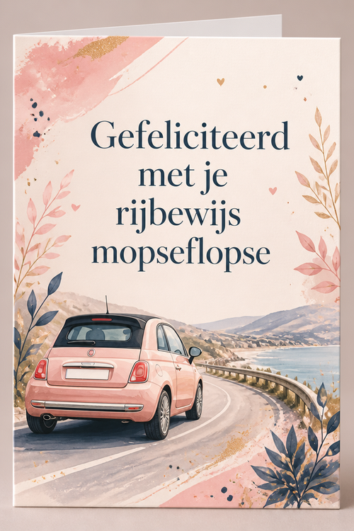 Gefeliciteerd met je rijbewijs mopseflopse