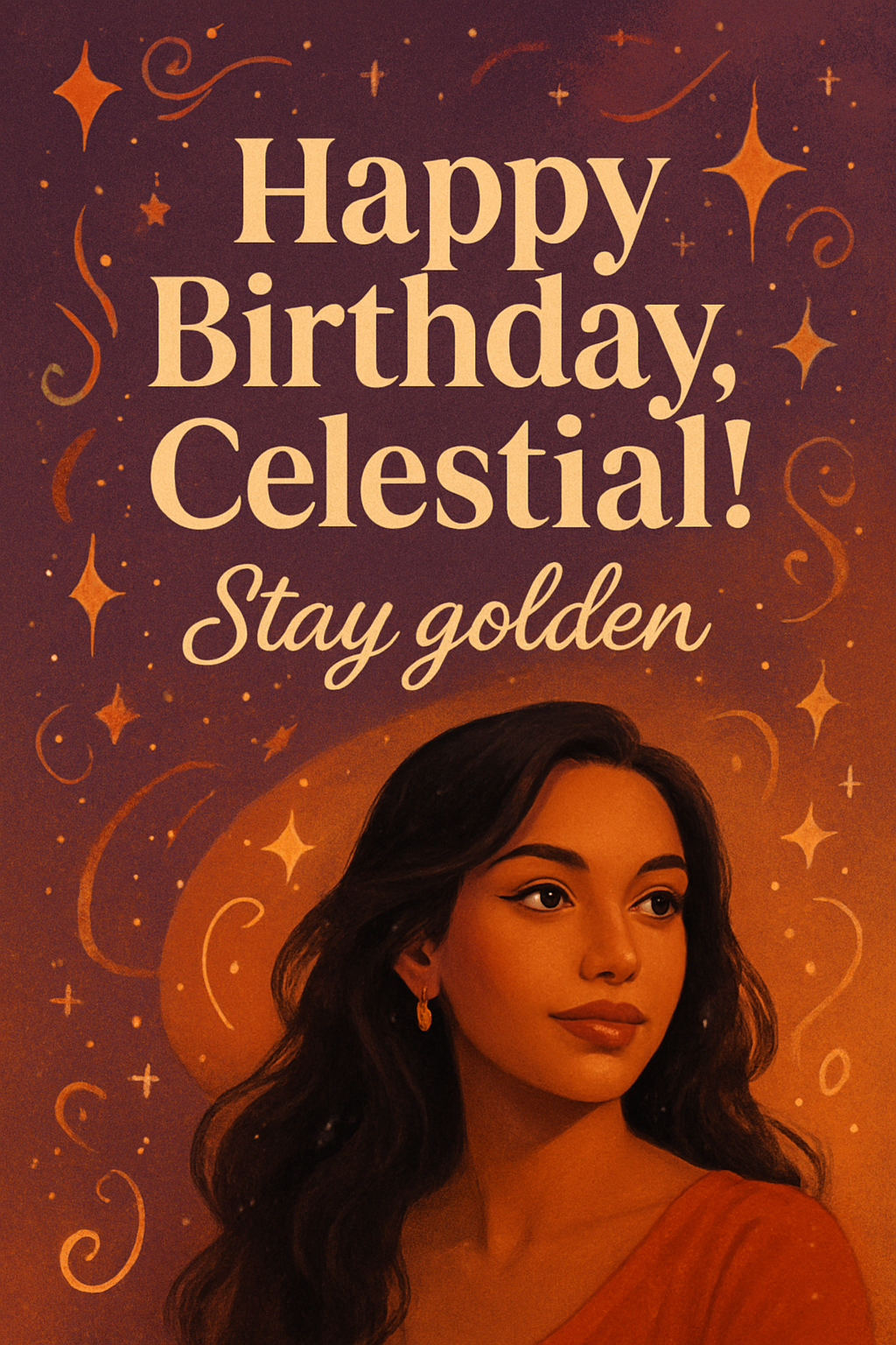 “Happy Birthday, Celestial! May this year shine as brightly and effortlessly as you do — calm, iconic, and unforgettable. Keep being the kind of person who inspires everyone around you with your grace, intelligence, and quiet brilliance. Here’s to laughter, memorable moments, and a year filled with beauty, warmth, and soft glows that match your aura. Stay golden, stay remarkable, and never stop being the amazing, one-of-a-kind Celestial that everyone admires.”