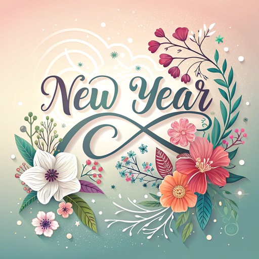 incredible aesthetic and artistic graphic design with the text "New year" with a theme of New