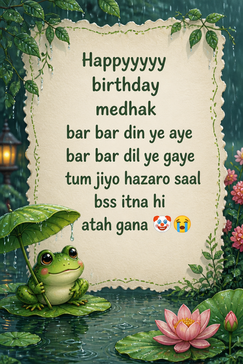 Happyyyyy birthday medhak bar bar din ye aye bar bar dil ye gaye tum jiyo hazaro saal bss itna hi atah gana 🤡😭