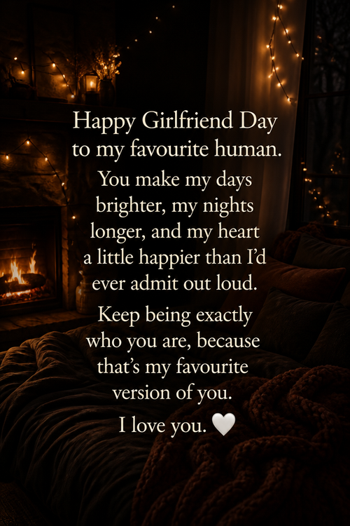 Happy Girlfriend Day to my favourite human. You make my days brighter, my nights longer, and my heart a little happier than I'd ever admit out loud. Keep being exactly who you are, because that's my favourite version of you. I love you. 🤍