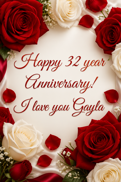 Happy 32 year Anniversary! I love you Gayla