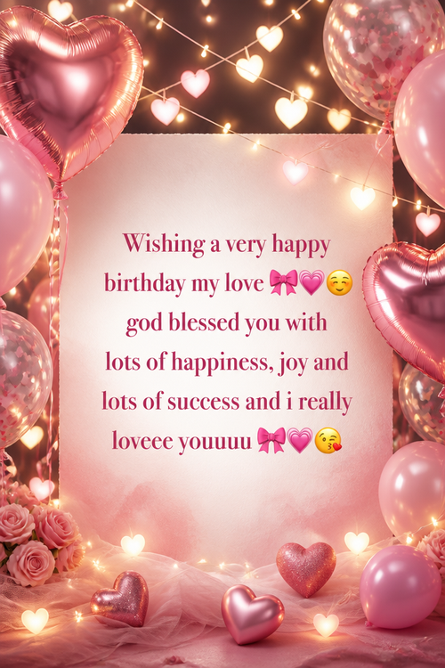 Wishing a very happy birthday my love 🎀💗☺️ god blessed you with lots of happiness, joy and lots of success and i really loveee youuuu 🎀💗😘