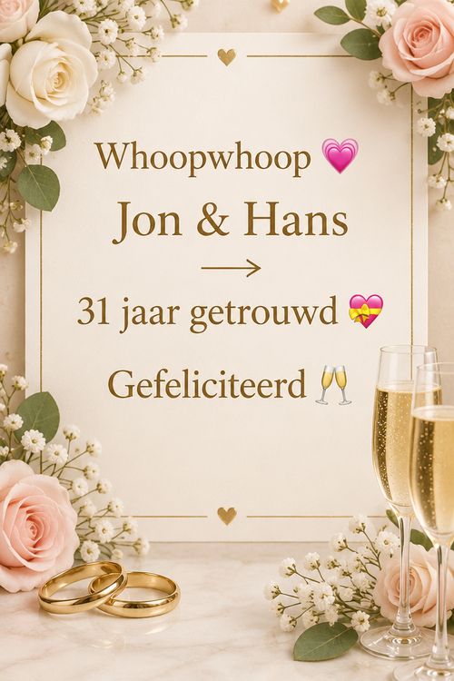 Whoopwhoop 💓 Jon & Hans —> 31 jaar getrouwd 💝 Gefeliciteerd 🥂 