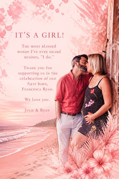 "IT'S A GIRL!"
The most blessed words I've ever heard besides, "I do." Thank you for supporting us in the celebration of our first born, Francesca Ryan. We love you.
Julie & Ryan