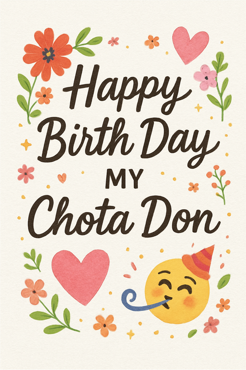 Create a beautiful designed greeting card with the text "Happy Birth Day My Chota Don 💖🥳" and the theme Birth Day wish with love